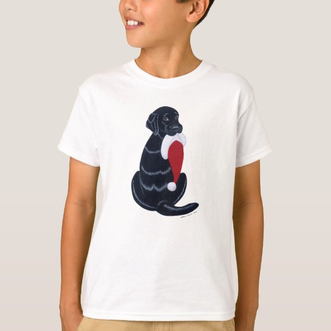 Svart jul för Labrador & Santa hattSnowflake Tröja (Framsida)