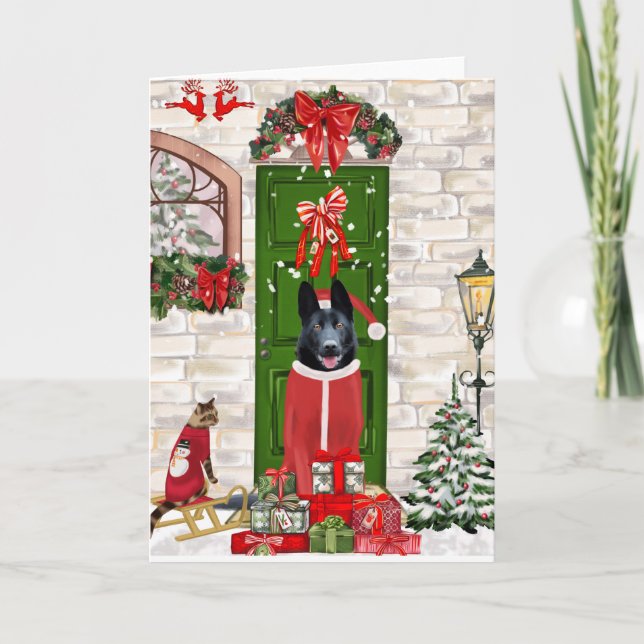 Svart jul för tysk schäferhund kort (Framsida)
