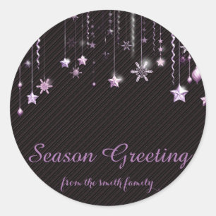 Svart jul Guld Faux Glitter Festive Runt Klistermärke