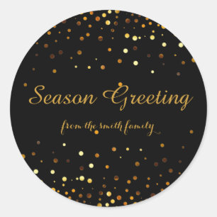 Svart jul Guld Faux Glitter Festive Runt Klistermärke