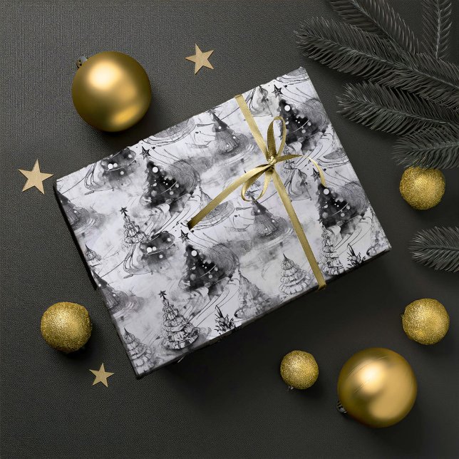 Svart jul Mönster#3 ID1009 Presentpapper (Skapare uppladdad)