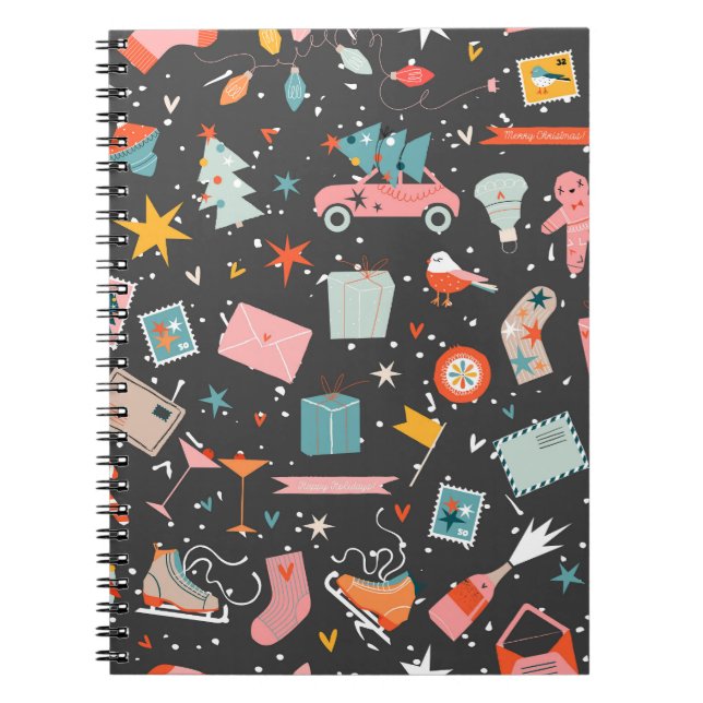 Svart jul: Ornate vintage mönster. Anteckningsbok (Framsidan)