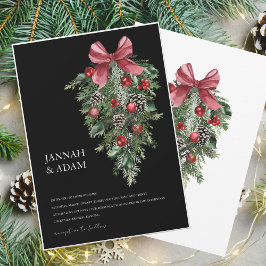 Svart jul Red Grönt Winter Festive Bröllop Inbjudningar
