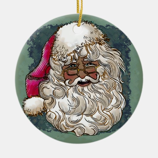 Svart jul Santa-ornament Julgransprydnad Keramik (Framsidan)