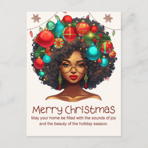 Svart jul Sista Melanin Queen Women Julafton Helg Vykort