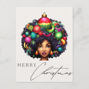 Svart jul Sista Melanin Queen Women Julafton Helg Vykort