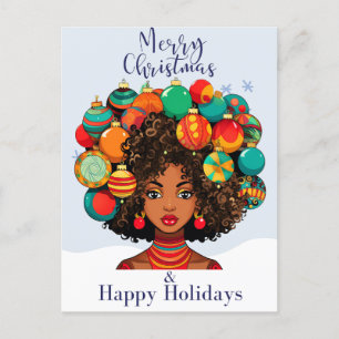 Svart jul Sista Melanin Queen Women Julafton Helg Vykort