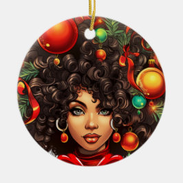 Svart jul Sista Melanin Queen Women Julafton Julgransprydnad Keramik