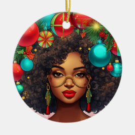 Svart jul Sista Melanin Queen Women Julafton Julgransprydnad Keramik