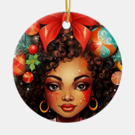 Svart jul Sista Melanin Queen Women Julafton Julgransprydnad Keramik