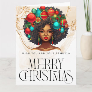 Svart jul Sista Melanin Queen Women Julafton Kort