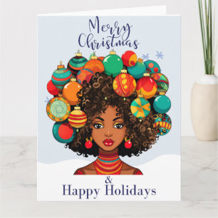 Svart jul Sista Melanin Queen Women Julafton Kort