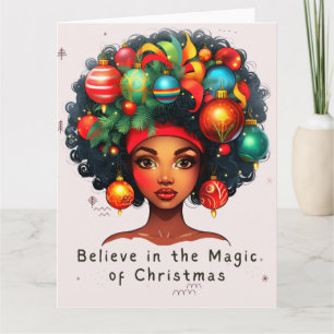 Svart jul Sista Melanin Queen Women Julafton Kort