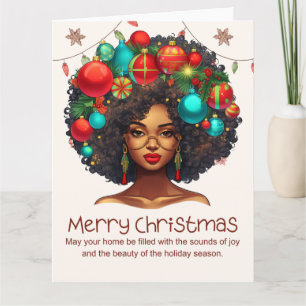 Svart jul Sista Melanin Queen Women Julafton Kort