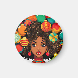 Svart jul Sista Melanin Queen Women Julafton Magnet