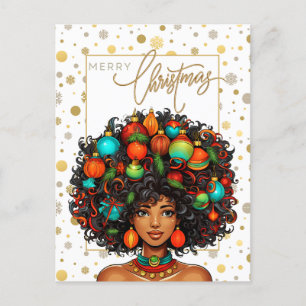 Svart jul Sista Melanin Queen Women Julafton Vykort