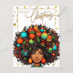 Svart jul Sista Melanin Queen Women Julafton Vykort