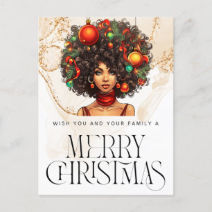 Svart jul Sista Melanin Queen Women Julafton Vykort