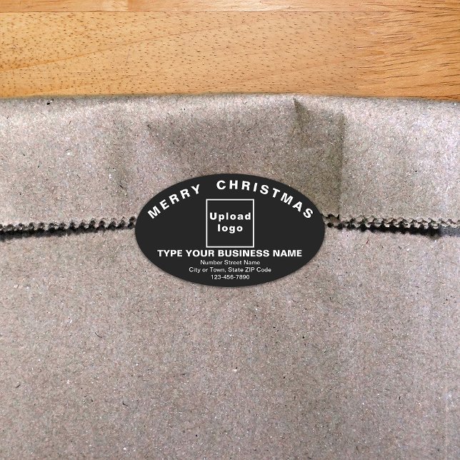 Svart julaffärsformssymbol ovalt klistermärke (Skapare uppladdad)