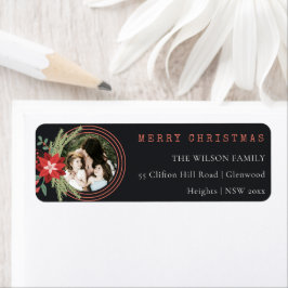 Svart julcirkel Photo Poinsettia Adress Returadress Etikett