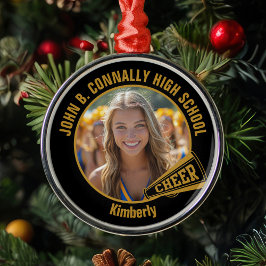 Svart julfotografi för cheerleader i guld julgransprydnad metall