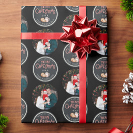 Svart julfotopappning Pappert med meddelande Presentpapper