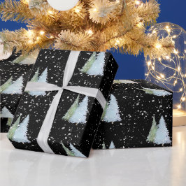 Svart julgran med skoggrön ton och snöflinga presentpapper