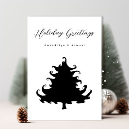Svart julgran minimalism julkort