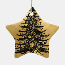 Svart julgran ornament i guld