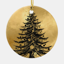 Svart julgran ornament i guld