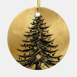 Svart julgran ornament i guld