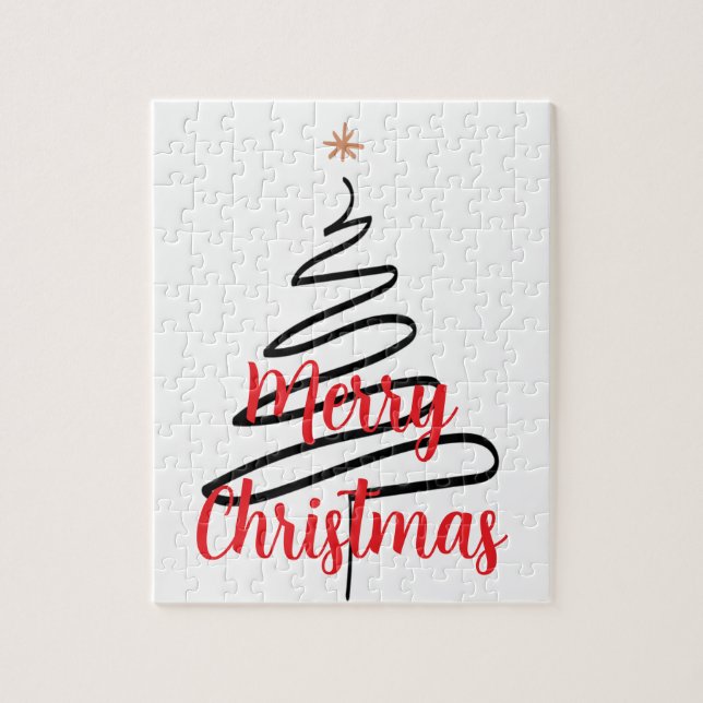 Svart Julgran (PERSONALIZEABLE) Pussel (Vertikal)