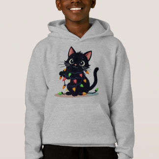 Svart julkattbelysning t shirt