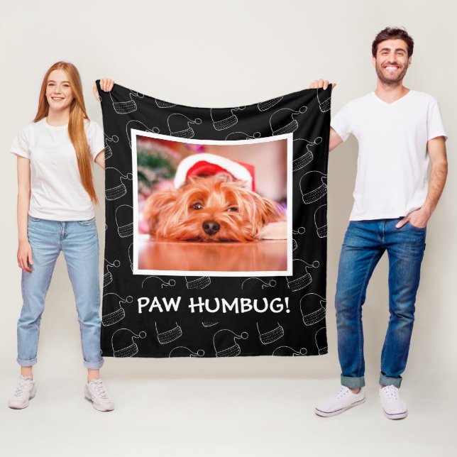 Svart julklapp Foto Tass Humbug Fleecefilt (På plats)