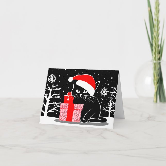 Svart julklapp helgkort (Framsida)