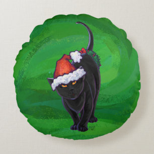 Svart julklapp på Grönten Rund Kudde