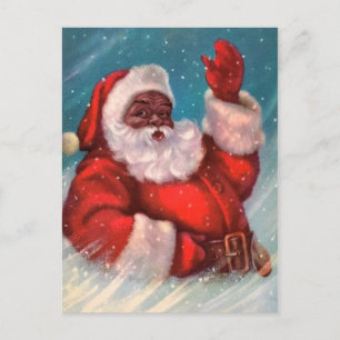 Svart julkort i Jultomten Vykort