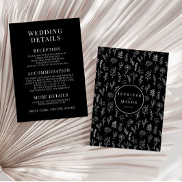 Svart jullblomma, rustik bröllop-detaljer tilläggskort