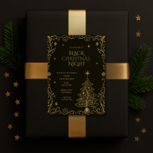 Svart julnatt Elegant partaj invitation
