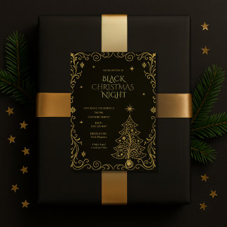 Svart julnatt Elegant partaj invitation Inbjudningar