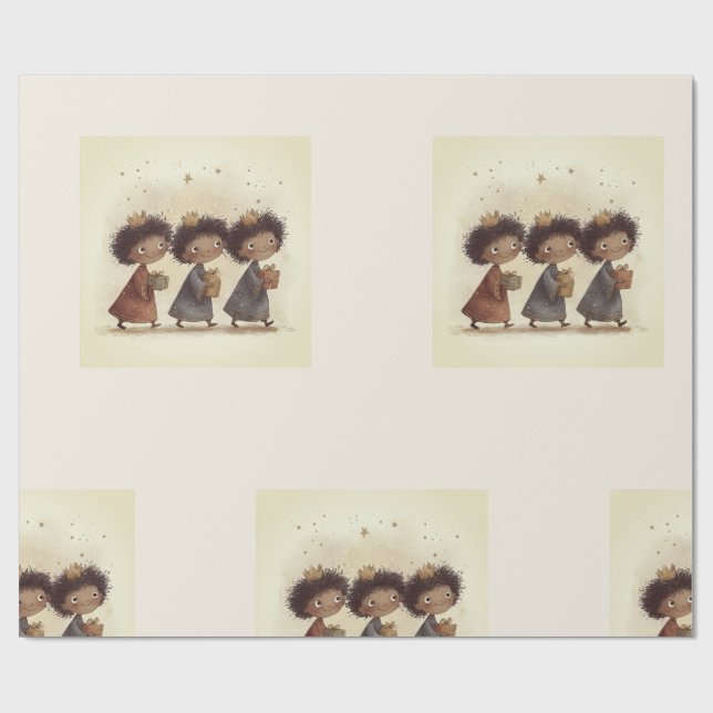 Svart julpapper med de tre vise männen 1 (Platt)