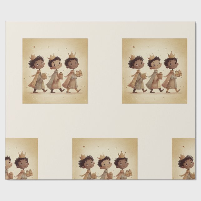 Svart julpapper med de tre vise männen 2 (Platt)
