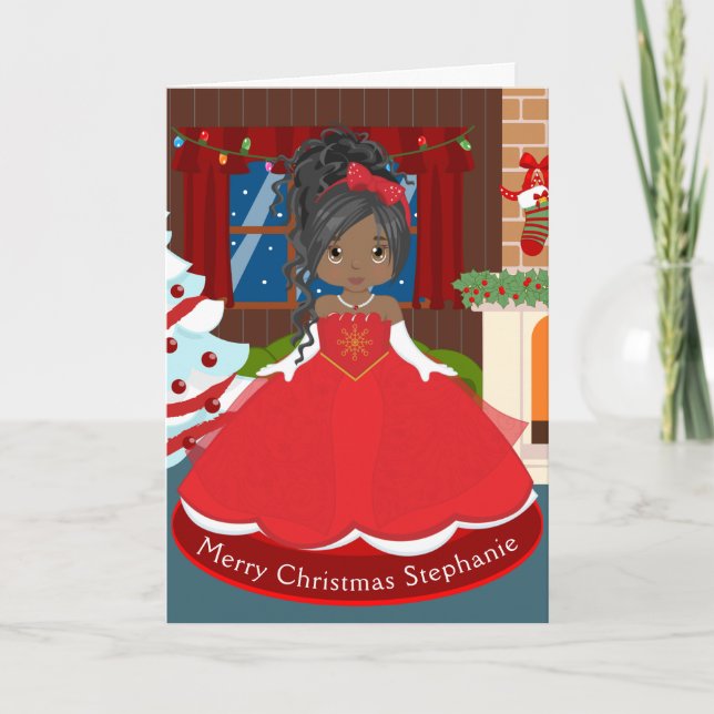 Svart julprinsessa helgkort (Framsida)