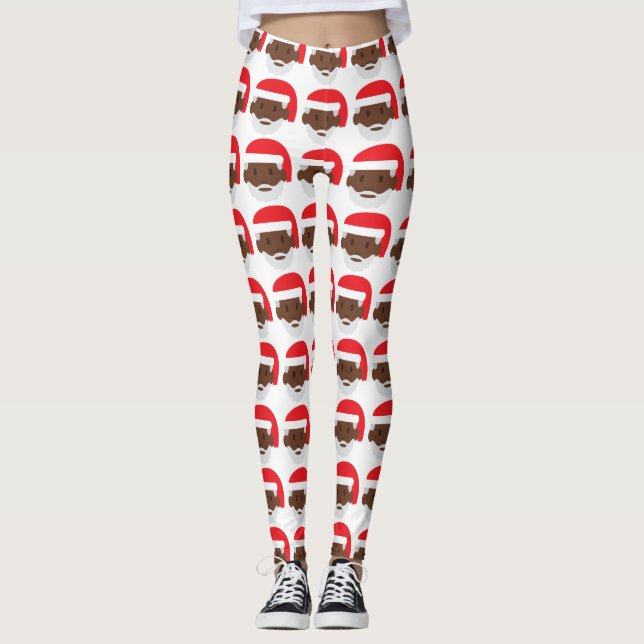 Svart jultomten emoji julafton leggings (Framsida)