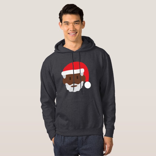 svart jultomten emoji julafton manar-hoody sweatsh hoodie (Hel framsida)