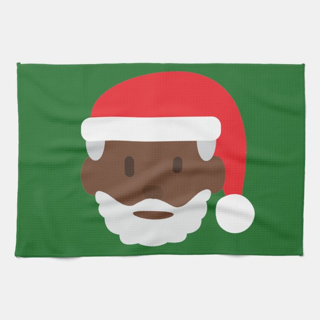 svart jultomten emoji kökshandduk (Horisontell)