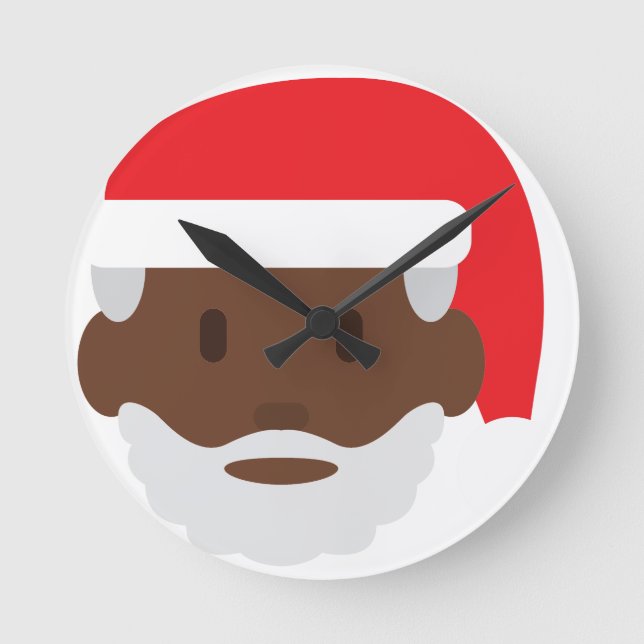 svart jultomten emoji rund klocka (Framsida)