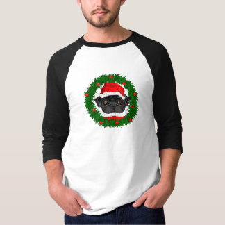 Svart jultomten i krans t-shirt