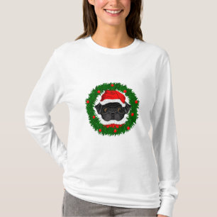 Svart jultomten i krans tee shirt