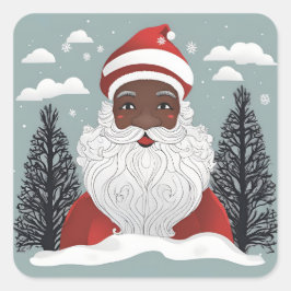 Svart Jultomten-jul Fyrkantigt Klistermärke